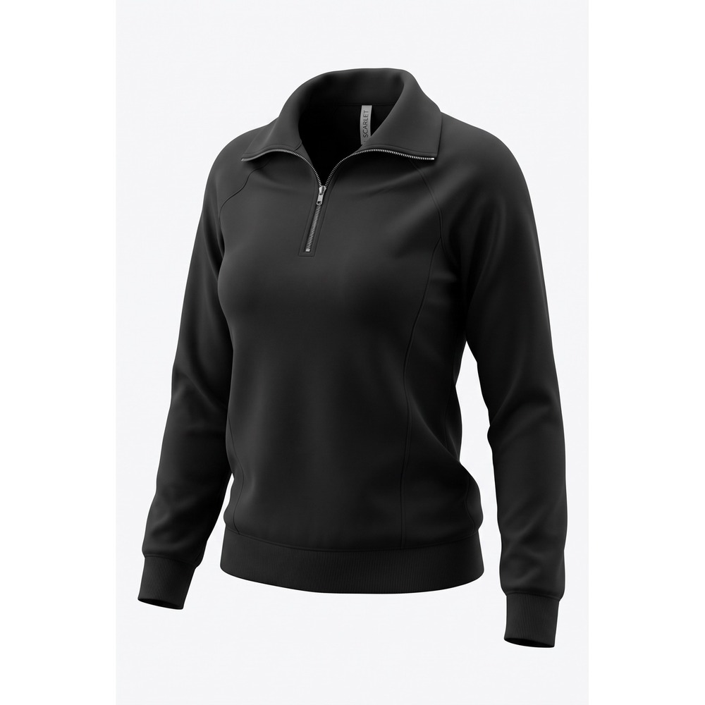 Dear Scarlett Hamptons Black Quarter Zip Pullover Sweatshirt Women Small TRVSET